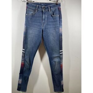 Levi's Hi Rise 721 Skinny Jeans-West Coast-Embroidered -Size 26 X 30 Boho‎ Vibes